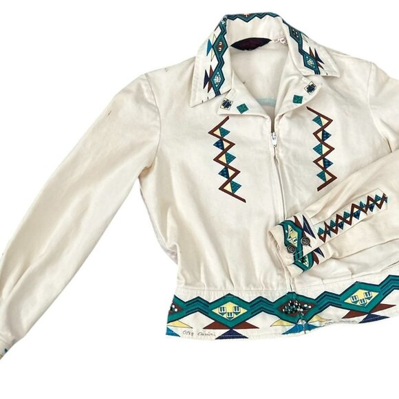 Vintage 90s Petite Oleg Cassini Designer Jacket Cream Color Slightly Distressed